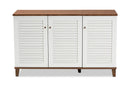 Theo Walnut/White Finished 8-Shelf Wood Shoe Storage Cabinet Baxton