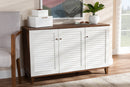 Theo Walnut/White Finished 8-Shelf Wood Shoe Storage Cabinet Baxton