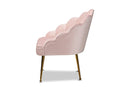 Lainer Light Pink Velvet Fabric Gold Finished Seashell Shaped Accent Chair Baxton