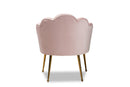 Lainer Light Pink Velvet Fabric Gold Finished Seashell Shaped Accent Chair Baxton