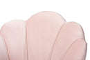 Lainer Light Pink Velvet Fabric Gold Finished Seashell Shaped Accent Chair Baxton