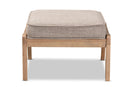 Jonesy Light Gray Fabric Upholstered Antique Oak Ottoman Baxton