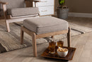 Jonesy Light Gray Fabric Upholstered Antique Oak Ottoman Baxton