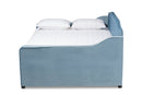 Savita Light Blue Velvet Fabric Button Tufted Full Size Daybed w/Trundle Baxton
