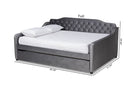 Savita Gray Velvet Fabric Button Tufted Full Size Daybed w/Trundle Baxton