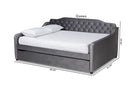 Savita Gray Velvet Fabric Button Tufted Queen Size Daybed w/Trundle Baxton