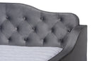 Savita Gray Velvet Fabric Upholstered and Button Tufted Queen Size Daybed Baxton