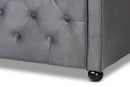 Savita Gray Velvet Fabric Upholstered and Button Tufted Queen Size Daybed Baxton
