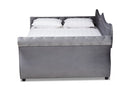 Caspian Gray Velvet Fabric Crystal Tufted Full Size Daybed w/Trundle Baxton