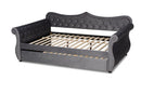 Caspian Gray Velvet Fabric Crystal Tufted Full Size Daybed w/Trundle Baxton