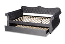 Caspian Gray Velvet Fabric Crystal Tufted Full Size Daybed w/Trundle Baxton