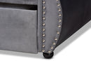 Caspian Gray Velvet Fabric Crystal Tufted Full Size Daybed w/Trundle Baxton