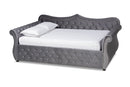 Caspian Gray Velvet Fabric Upholstered and Crystal Tufted Queen Size Daybed Baxton