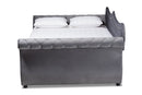 Caspian Gray Velvet Fabric Upholstered and Crystal Tufted Full Size Daybed Baxton