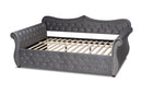 Caspian Gray Velvet Fabric Upholstered and Crystal Tufted Full Size Daybed Baxton