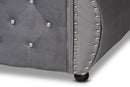 Caspian Gray Velvet Fabric Upholstered and Crystal Tufted Full Size Daybed Baxton