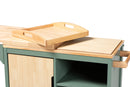 Quinn Two-tone Dark Green and Natural Wood Kitchen Storage Cart Baxton