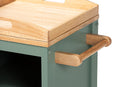 Quinn Two-tone Dark Green and Natural Wood Kitchen Storage Cart Baxton