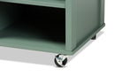 Quinn Two-tone Dark Green and Natural Wood Kitchen Storage Cart Baxton
