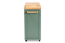 Quinn Two-tone Dark Green and Natural Wood Kitchen Storage Cart Baxton