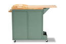 Quinn Two-tone Dark Green and Natural Wood Kitchen Storage Cart Baxton