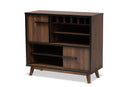 Chloe Two-Tone Walnut Brown and Black Wine Storage Cabinet Baxton