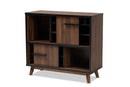 Chloe Two-Tone Walnut Brown and Black Wine Storage Cabinet Baxton