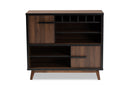 Chloe Two-Tone Walnut Brown and Black Wine Storage Cabinet Baxton