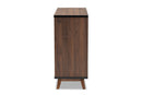 Chloe Two-Tone Walnut Brown and Black Wine Storage Cabinet Baxton