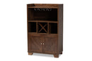 Priscilla Farmhouse Walnut Brown Wine Storage Cabinet Baxton