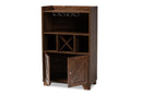 Priscilla Farmhouse Walnut Brown Wine Storage Cabinet Baxton