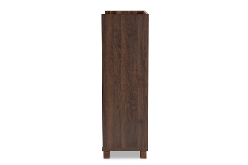 Priscilla Transitional Farmhouse Walnut Brown Finished Wood Wine Storage Cabinet