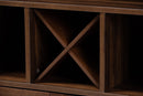 Priscilla Farmhouse Walnut Brown Wine Storage Cabinet Baxton