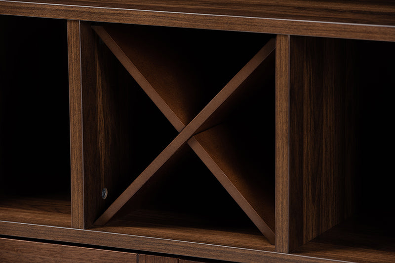 Priscilla Transitional Farmhouse Walnut Brown Finished Wood Wine Storage Cabinet