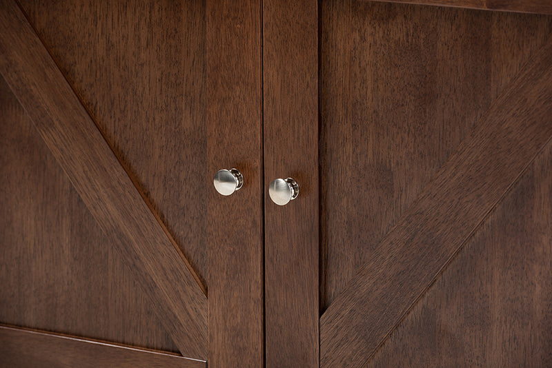 Priscilla Transitional Farmhouse Walnut Brown Finished Wood Wine Storage Cabinet