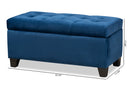 Rocco Navy Blue Velvet Fabric Upholstered Storage Ottoman Baxton