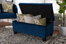 Rocco Navy Blue Velvet Fabric Upholstered Storage Ottoman Baxton
