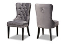 Ellastone Gray Velvet Fabric Espresso Finished 2Pc Wood Dining Chair Set Baxton