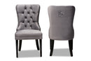 Ellastone Gray Velvet Fabric Espresso Finished 2Pc Wood Dining Chair Set Baxton