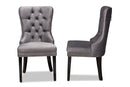 Ellastone Gray Velvet Fabric Espresso Finished 2Pc Wood Dining Chair Set Baxton