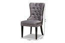 Ellastone Gray Velvet Fabric Espresso Finished 2Pc Wood Dining Chair Set Baxton