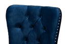Ellastone Navy Blue Velvet Fabric Espresso Finished 2Pc Wood Chair Set Baxton