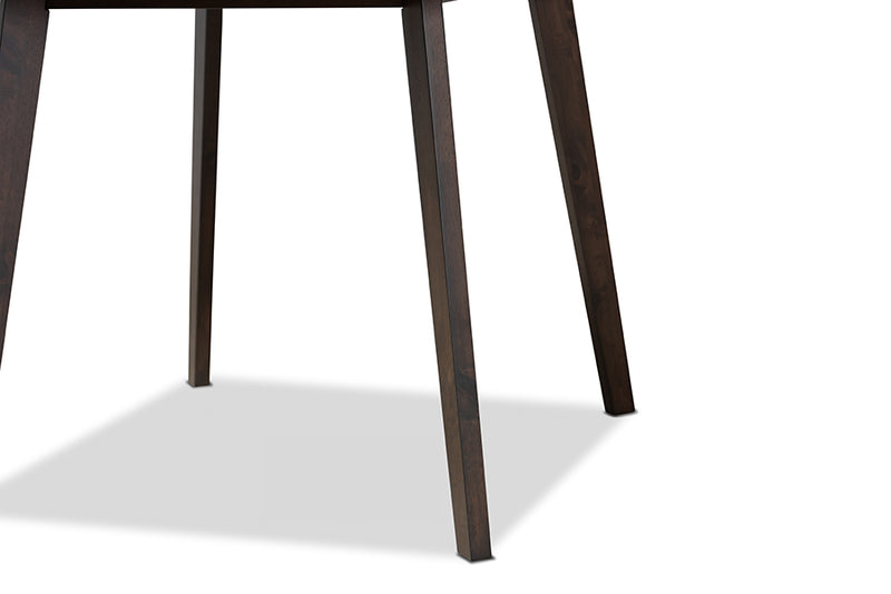 Elmdon Mid-Century Modern Beige Fabric Upholstered Dark Oak Brown Finished 5-Piece Wood Dining Set