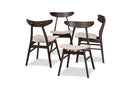 Elmdon Beige Fabric Dark Oak Brown Finished 4Pc Wood Dining Chair Set Baxton