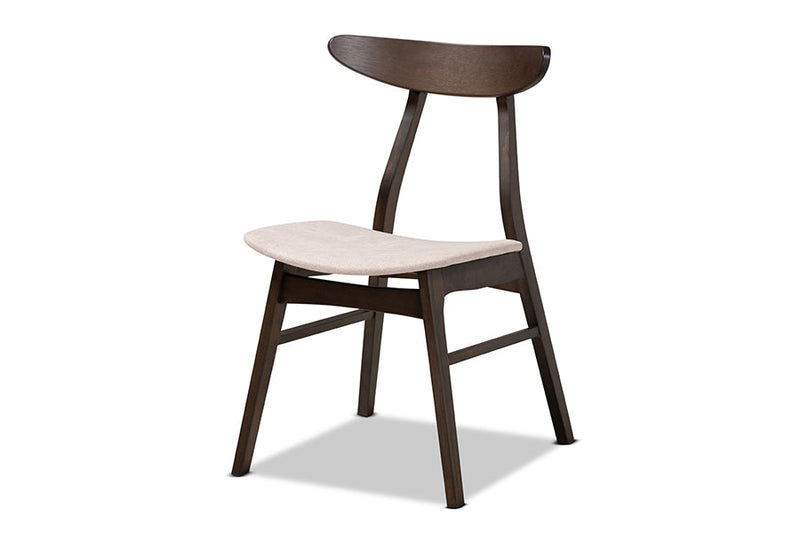 Elmdon Beige Fabric Dark Oak Brown Finished 4Pc Wood Dining Chair Set Baxton