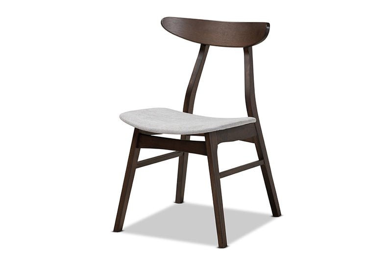 Elmdon Mid-Century Modern Light Gray Fabric Upholstered Dark Oak Brown Finished 5-Piece Wood Dining Set