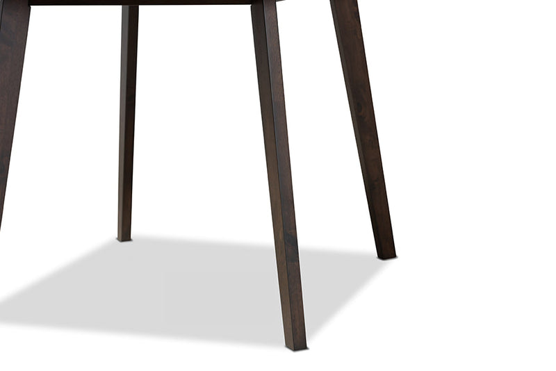 Elmdon Light Gray Fabric Dark Oak Brown Finished 5-Piece Wood Dining Set Baxton