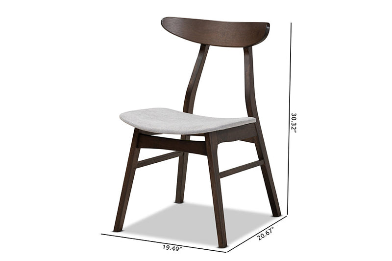 Elmdon Light Gray Fabric Dark Oak Brown Finished 4Pc Wood Dining Chair Set Baxton