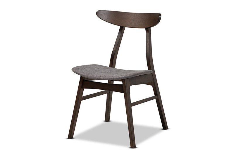 Elmdon Dark Gray Fabric Dark Oak Brown Finished 5-Piece Wood Dining Set Baxton