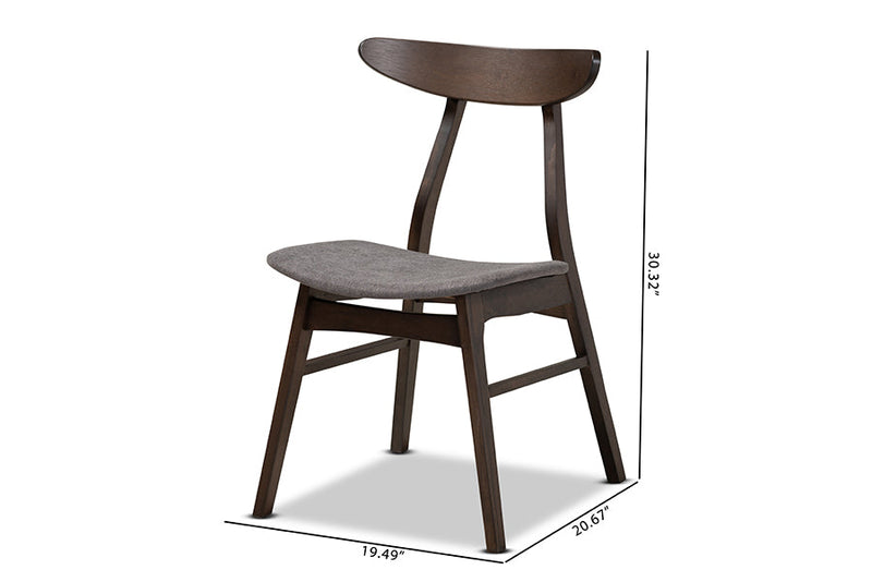 Elmdon Dark Gray Fabric Dark Oak Brown Finished 4Pc Wood Dining Chair Set Baxton